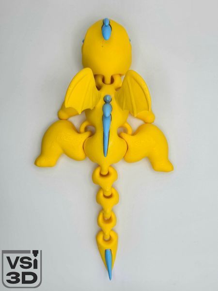 Рухома іграшка "Малюк дракон". 21 см BABY-DR-21-YELLOW-BLUE виготовлений на 3D принтері