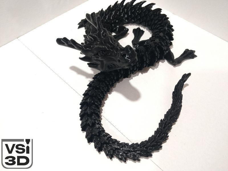 Рухома іграшка дракон. Чорна DR-M-0001 виготовлений на 3D принтері