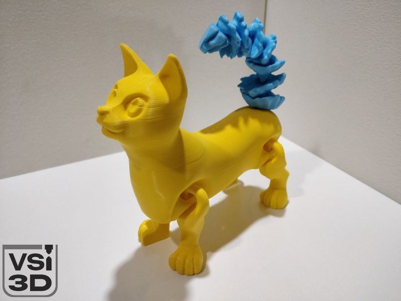Рухома іграшка "Хвостатий кіт". 22 см CAT-0002-22-YELLOW-BLUE виготовлений на 3D принтері