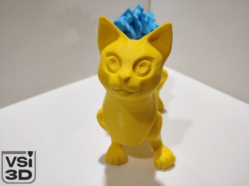 Рухома іграшка "Хвостатий кіт". 22 см CAT-0002-22-YELLOW-BLUE виготовлений на 3D принтері