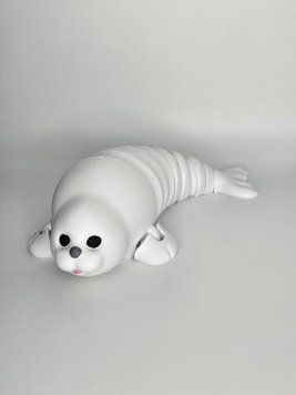 18 см. Рухлива іграшка Морський котик. 3D-друк безпечним органічним пластиком SEAL-18-WHITE виготовлений на 3D принтері