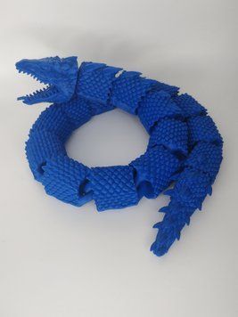 Рухома іграшка змія Василіск. 57 см SNAKE-0002-57-BLUE виготовлений на 3D принтері