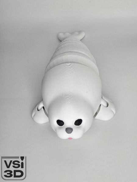 18 см. Подвижная игрушка Морской котик. 3D-печать безопасным органическим пластиком SEAL-18-WHITE изготовленный на 3D принтере