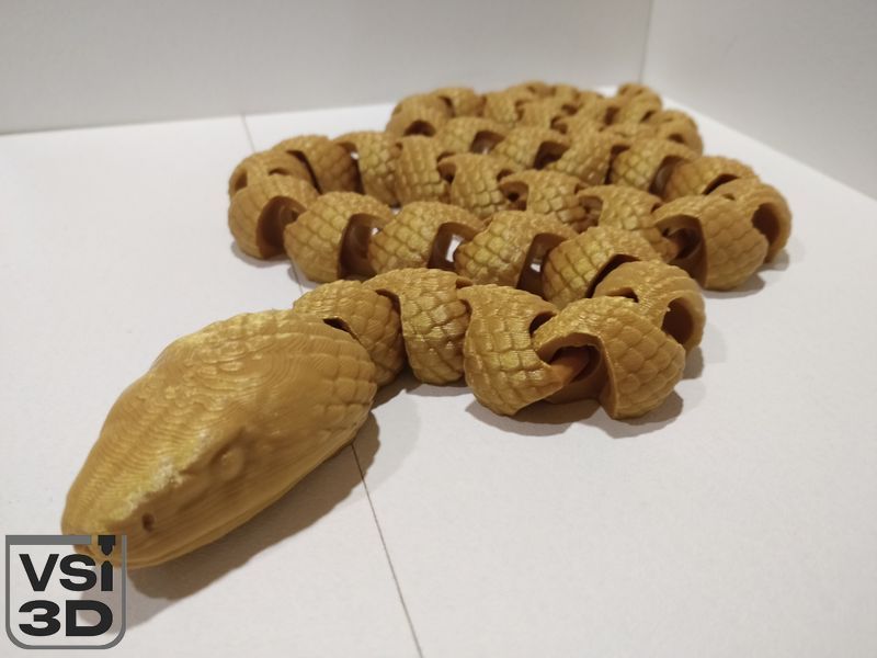 Рухома іграшка змія. 106 см SNAKE-LON-0001-106-GOLD виготовлений на 3D принтері