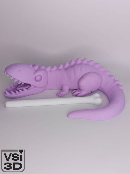 18 см. Співочий Динозавр Гуїро з кісткою. Перкусійний інструмент. 3D-друк органічним пластиком GUIRO-DIN-18-PURPLEPASTEL виготовлений на 3D принтері