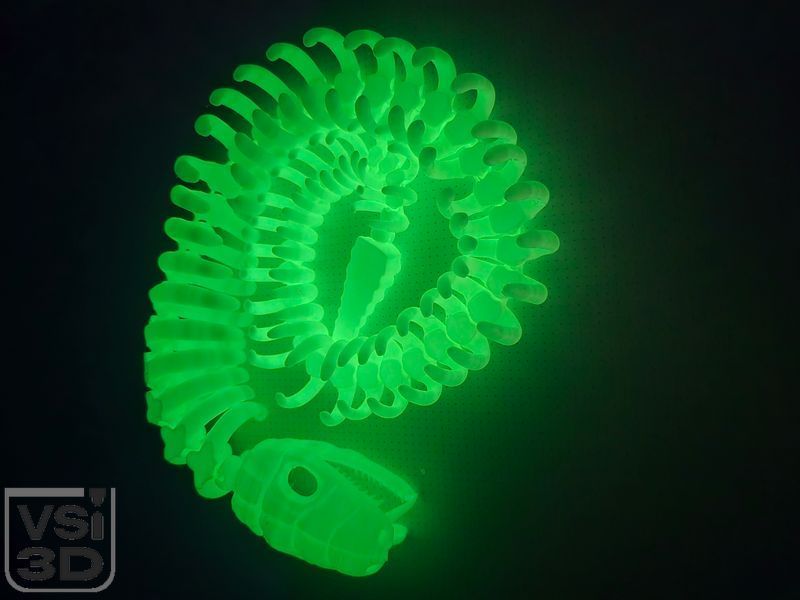 Подвижная игрушка Скелетная Змея (Разные цвета). 106 см SNAKE-SKELETON-81-PHGREEN изготовленный на 3D принтере