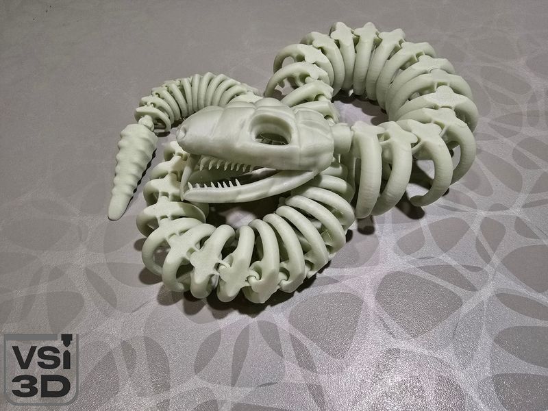 Подвижная игрушка Скелетная Змея (Разные цвета). 106 см SNAKE-SKELETON-81-PHGREEN изготовленный на 3D принтере