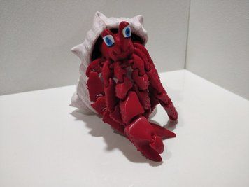 Рухома іграшка рак-відлюдник. 20 см CRAB-0001-20-RED-N-REDMR виготовлений на 3D принтері
