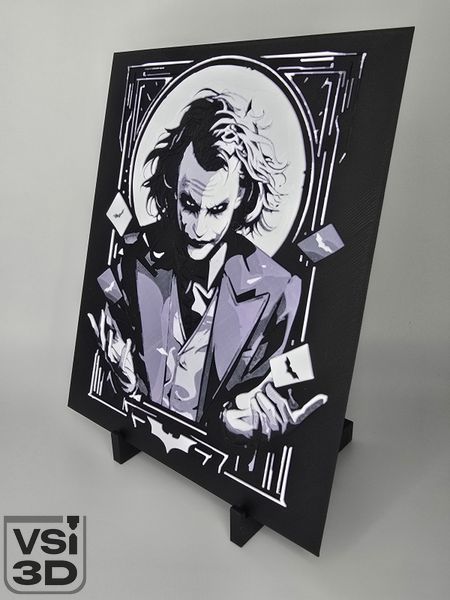 Високодеталізована об'ємна 3D картина Джокер 3D-PIC-JOKER-17-14 виготовлений на 3D принтері