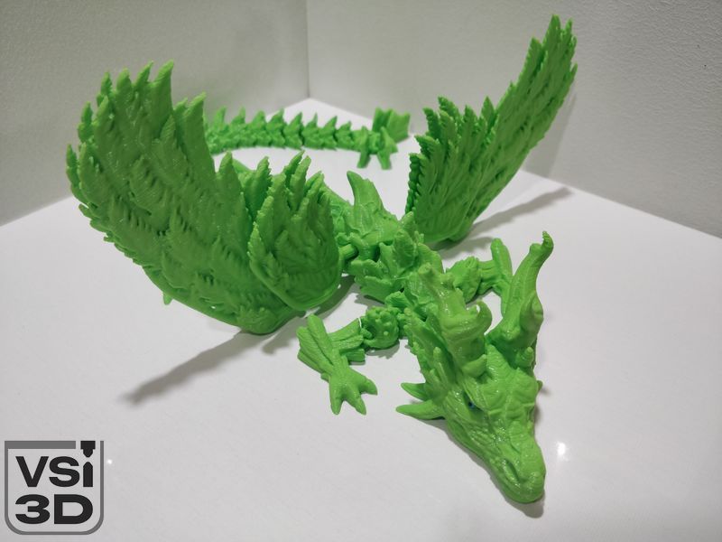 Рухома іграшка Крилатий дракон. 41 на 45 см WINGS-DR-41-45-LGREEN виготовлений на 3D принтері
