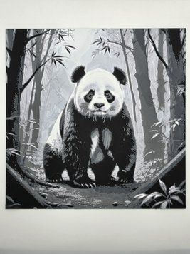 Високодеталізована об'ємна 3D картина Панда у лісі 3D-PIC-PANDA-20-20 виготовлений на 3D принтері