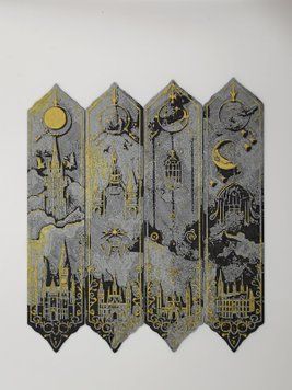Набір "Об'ємні 3D книжні закладки Факультети Гаррі Поттера". Металік 3D-POTTER-B-MARK-17-MET виготовлений на 3D принтері
