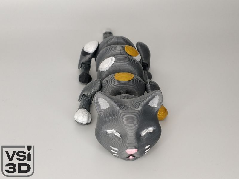 Рухома іграшка Сплячий кіт. 15 см CAT-0002-15-MET виготовлений на 3D принтері