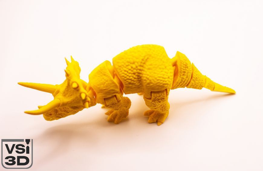 Рухома іграшка "Трицератопс динозавр". 22 см DINO-TRI-22-YELLOW виготовлений на 3D принтері
