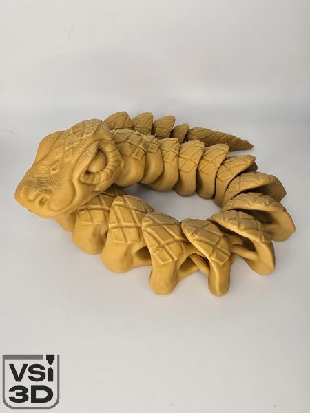 52 см. Подвижная игрушка Лесная змея (Разные цвета). 3D-печать безопасным органическим пластиком. Койот SNAKE-FOREST-52-COYOTE изготовленный на 3D принтере