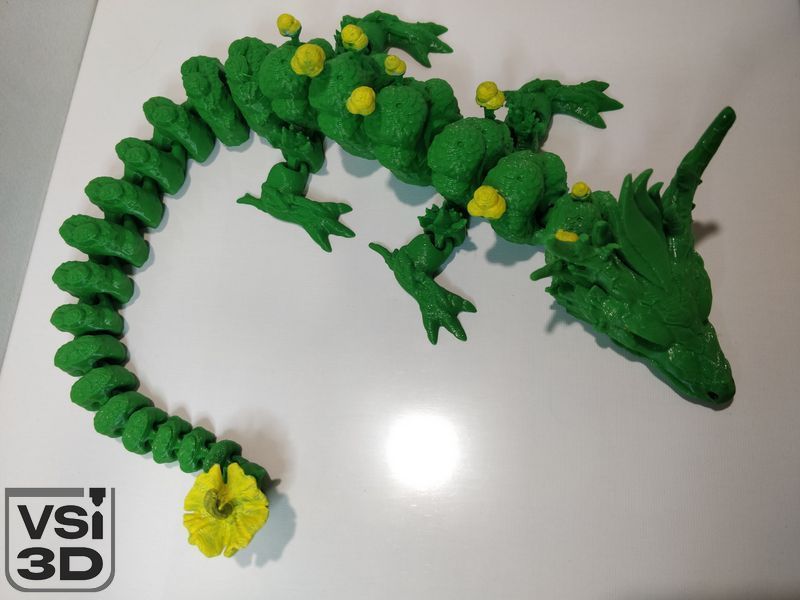 Подвижная игрушка травяной дракон. 45 см. DR-GRASS-0001-45-GREEN изготовленный на 3D принтере
