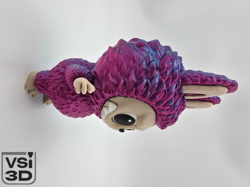 15 см. Фигурка Лабубу Labubu с подвижными глазками. 3D-печать органическим пластиком. Фиолетово-синий перелив LABUBU-15-RED-BLUE изготовленный на 3D принтере