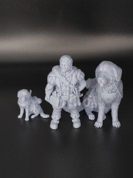Лонго Праудрок, Мога (собака) і цуценя. D&D MINI-LONGO-AND-DOGS виготовлений на 3D принтері