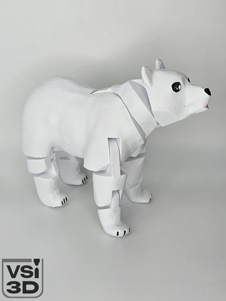 14 см. Рухома іграшка Ведмідь. (Різні кольори). 3D-друк безпечним органічним пластиком. Білий BEAR-14-WHITE виготовлений на 3D принтері