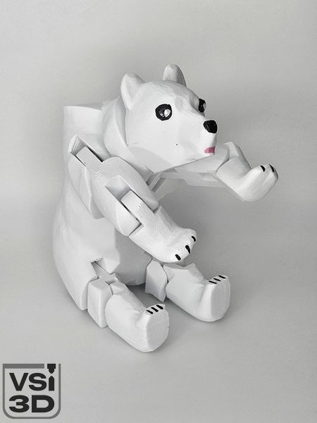 14 см. Рухома іграшка Ведмідь. (Різні кольори). 3D-друк безпечним органічним пластиком. Білий BEAR-14-WHITE виготовлений на 3D принтері