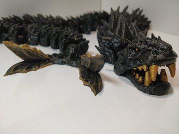 Рухома іграшка рунний дракон змій Уроборос. 72 см. DR-UROBOR-0001-72-BLACK виготовлений на 3D принтері
