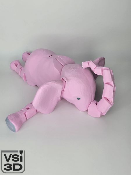 13 см. Подвижная игрушка Слон. (Разные цвета). 3D-печать безопасным органическим пластиком. Розовый ELEPHANT-13-PINKPASTEL изготовленный на 3D принтере
