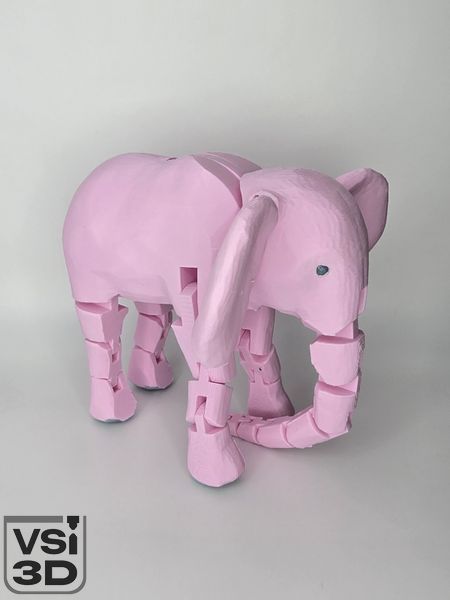 13 см. Подвижная игрушка Слон. (Разные цвета). 3D-печать безопасным органическим пластиком. Розовый ELEPHANT-13-PINKPASTEL изготовленный на 3D принтере