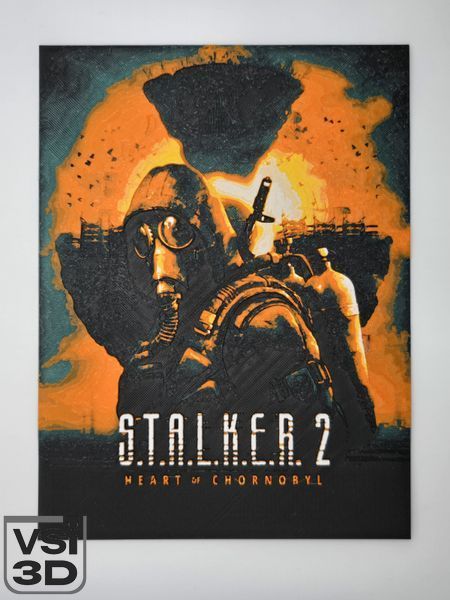 22х16.5 см. Високодеталізована об'ємна 3D картина STALKER 2. 3D-друк органічним пластиком. 3D-PIC-STALKER-POST-22-17 виготовлений на 3D принтері
