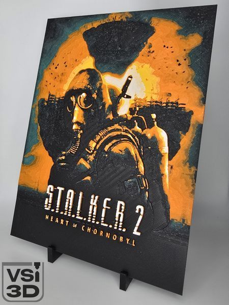 22х16.5 см. Високодеталізована об'ємна 3D картина STALKER 2. 3D-друк органічним пластиком. 3D-PIC-STALKER-POST-22-17 виготовлений на 3D принтері