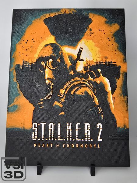 22х16.5 см. Високодеталізована об'ємна 3D картина STALKER 2. 3D-друк органічним пластиком. 3D-PIC-STALKER-POST-22-17 виготовлений на 3D принтері