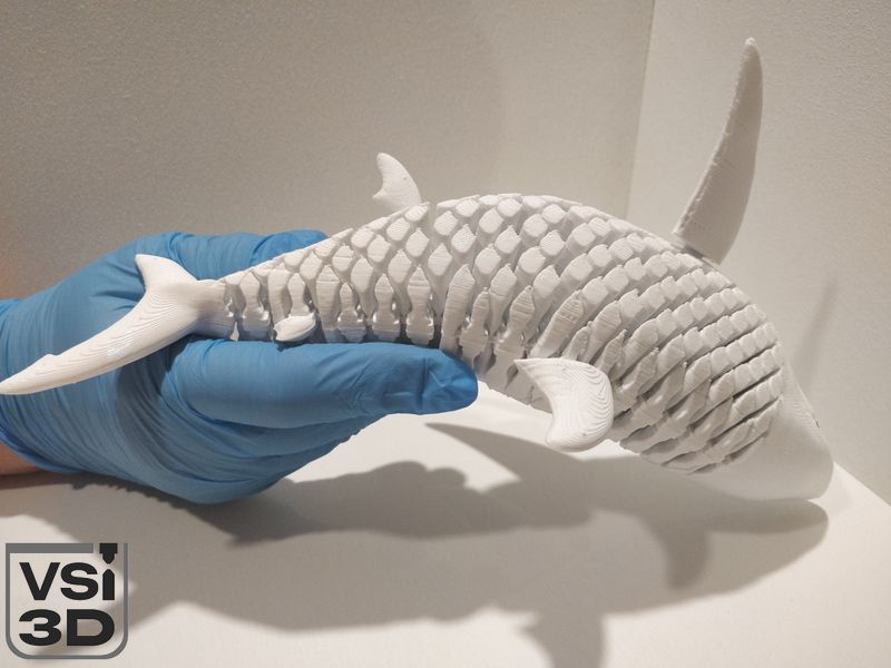 Подвижная игрушка "Белая акула". Белый. 26 см GREATSHARK-26-WHITE изготовленный на 3D принтере