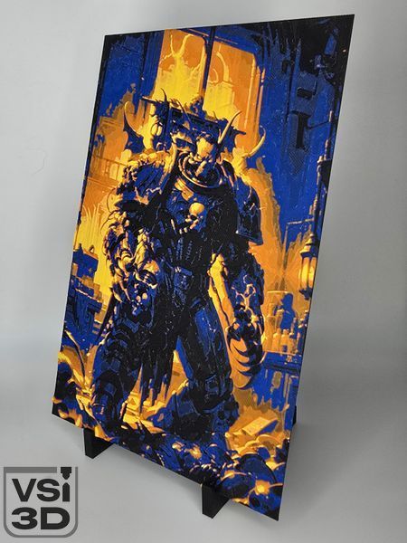 20х13.5 см. Високодеталізована об'ємна 3D картина Нічний Лорд Лорд warhammer 40k. 3D-друк органічним пластиком. 3D-PIC-NIGHT-LORD-20-14 виготовлений на 3D принтері