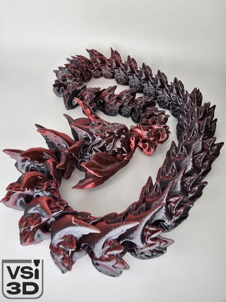 72 см Подвижная игрушка рунный дракон змей Уроборос (Разные цвета) 3D-печать безопасным органическим пластиком Мультиколор (Красный + Чёрный)) DR-UROBOR-0001-72-MULTI-BLACK-RED изготовленный на 3D принтере