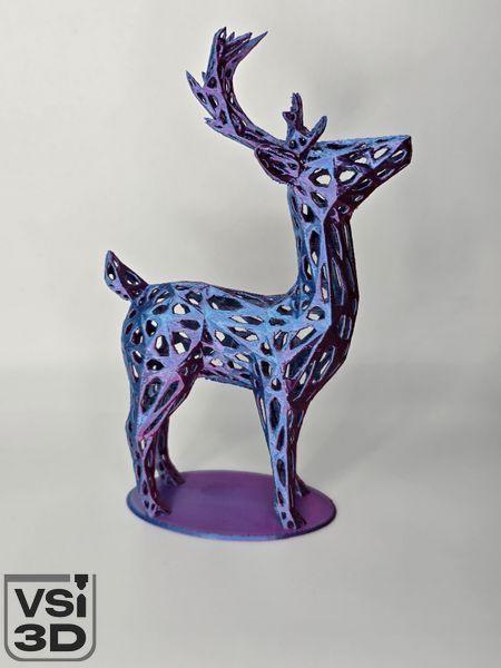 Игрушка статуэтка Вороной Олень VORONOI-DEER-15-RED-BLUE изготовленный на 3D принтере