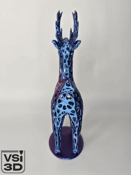 Игрушка статуэтка Вороной Олень VORONOI-DEER-15-RED-BLUE изготовленный на 3D принтере