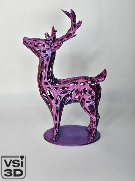 Игрушка статуэтка Вороной Олень VORONOI-DEER-15-RED-BLUE изготовленный на 3D принтере