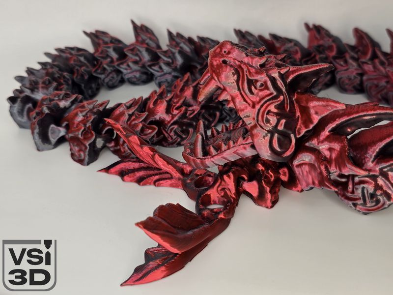 72 см Подвижная игрушка рунный дракон змей Уроборос (Разные цвета) 3D-печать безопасным органическим пластиком Мультиколор (Красный + Чёрный)) DR-UROBOR-0001-72-MULTI-BLACK-RED изготовленный на 3D принтере
