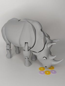 16 см. Рухома іграшка Носоріг. (Різні кольори). 3D-друк безпечним органічним пластиком RHINO-16-LGRAY виготовлений на 3D принтері