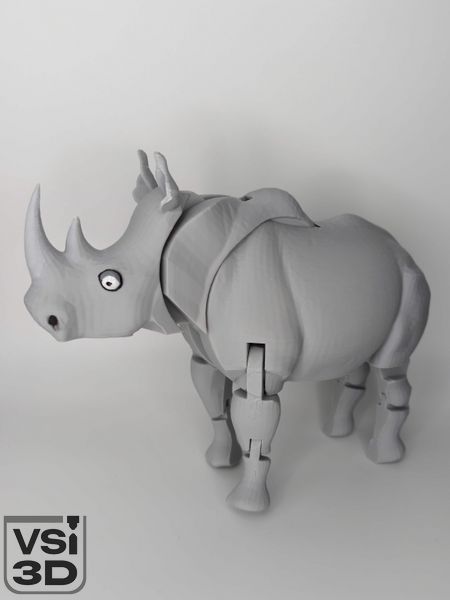 16 см. Рухома іграшка Носоріг. (Різні кольори). 3D-друк безпечним органічним пластиком RHINO-16-LGRAY виготовлений на 3D принтері