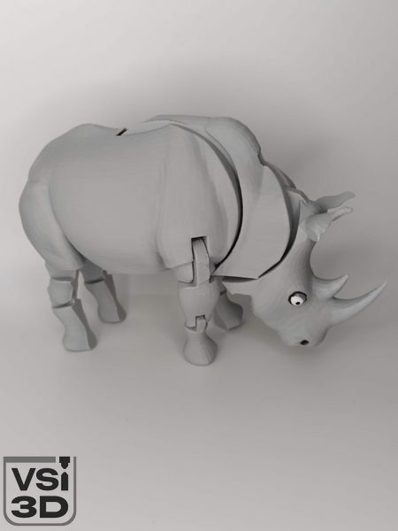 16 см. Рухома іграшка Носоріг. (Різні кольори). 3D-друк безпечним органічним пластиком RHINO-16-LGRAY виготовлений на 3D принтері