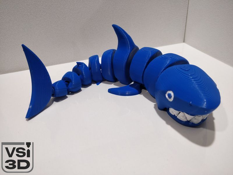 Подвижная игрушка акула. Синий. 26 см SHARK-0001-26-BLUE изготовленный на 3D принтере