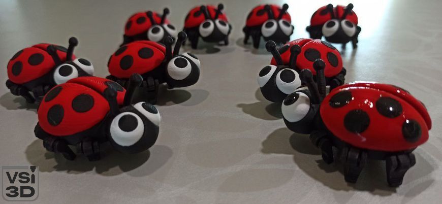 Набор милых подвижных игрушек "Божья коровка", "Пчёлка" и "Черепашка" LADYBUG-BEE-TURTLE изготовленный на 3D принтере