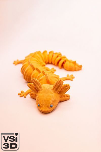Рухома іграшка аксолотль. Помаранчевий пастельний. 31 см AXOLOTL-0001-31-ORANGEPASTEL виготовлений на 3D принтері