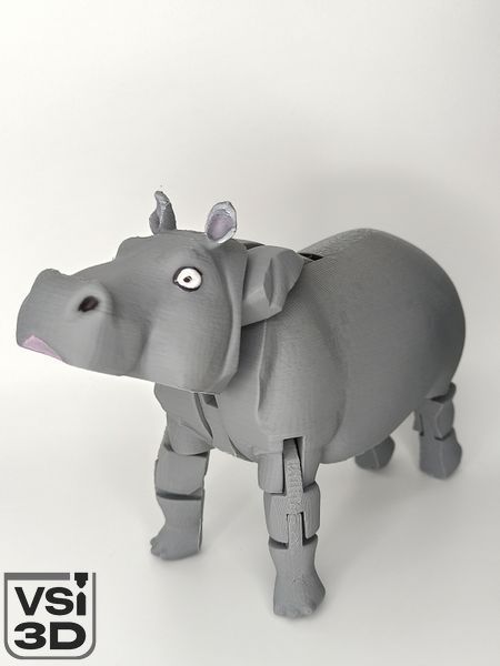16 см. Рухома іграшка Бегемот. (Різні кольори). 3D-друк безпечним органічним пластиком HIPPO-16-DGRAY виготовлений на 3D принтері